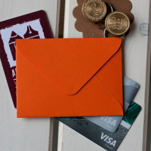 Мандариновый- конверт для визитки 10х7.5 см