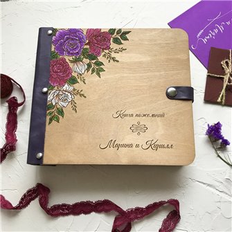 Розы - Деревянный свадебный фотоальбом 