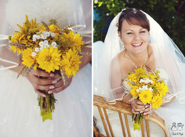 желтый букет невесты