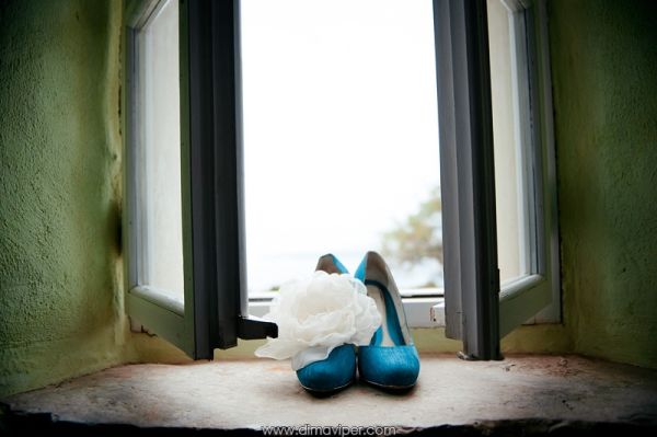 голубые свадебные туфли 